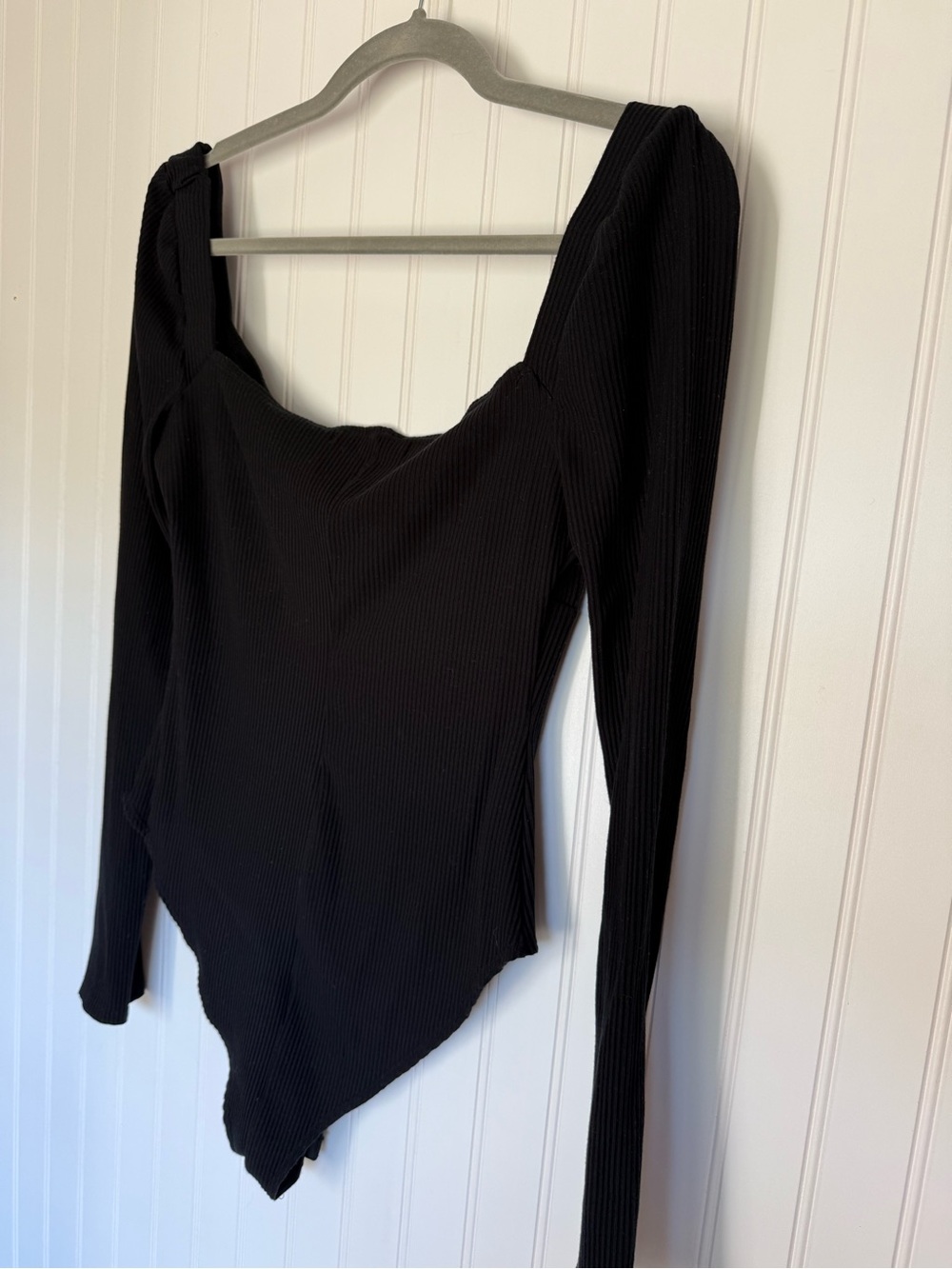 Reformation Heather Black Ribbed Tencel Sweetheart Bodysuit Size L - Picture 7 of 12